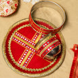 Nayantara Red Gota Karwa Chauth Thali Set