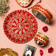 Swarnika Red Zari Karwa Chauth Thali Set