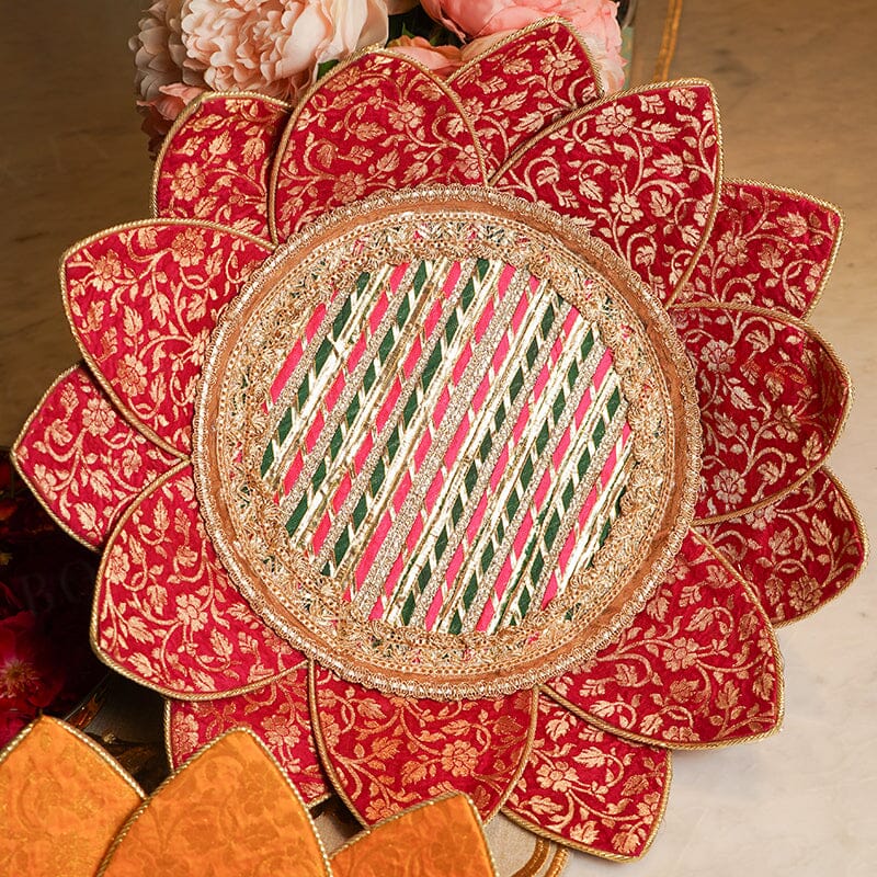Handcrafted Lotus Gota Pooja Thali