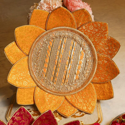 Handcrafted Lotus Gota Pooja Thali