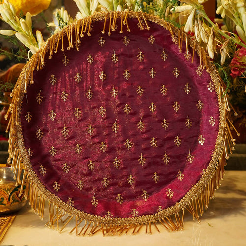 Purple Tassles Karwa Chauth Thali Set