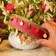 Pink Mirror Gold Coins Karwa Chauth Thali Set