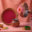 Blush Pink Floral Karwa Chauth Thali Set