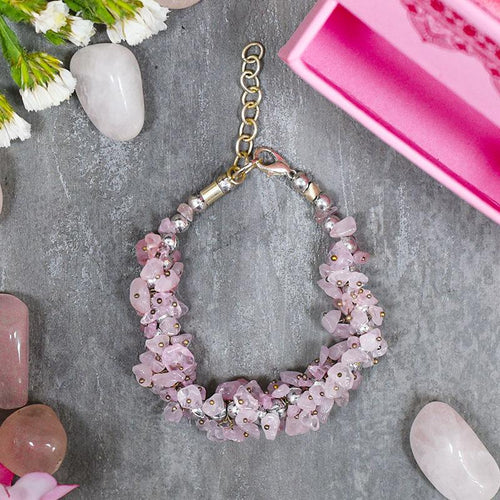 Rose Quartz Crystal Healing Bracelet For Self Esteem & Self Love