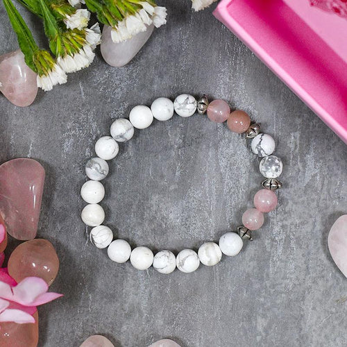 Rose & Howlite Bracelet⎮Stone for Love, Peace & Relationship