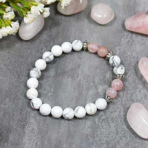 Rose & Howlite Bracelet⎮Stone for Love, Peace & Relationship