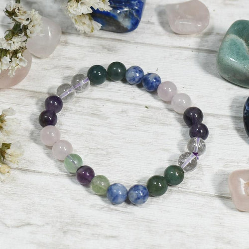 Education Crystal Healing Bracelet⎮Rose Quartz, Amethyst, Lapiz Lazuli
