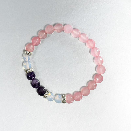 Opalite, Amethyst & Rose Quartz Bracelet
