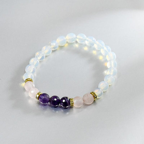 Opalite, Amethyst & Rose Quartz Bracelet