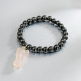 Hematite Bracelet with Rose Quartz Angel Charm