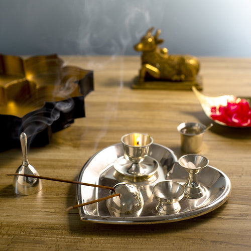 Heart Shape Pooja Thali (Set of 5)
