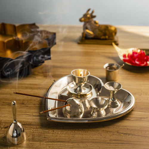 Heart Shape Pooja Thali (Set of 5)