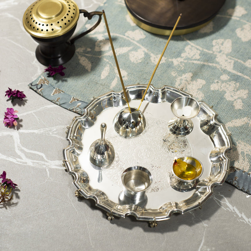 Silver Finished Pooja Thali Set