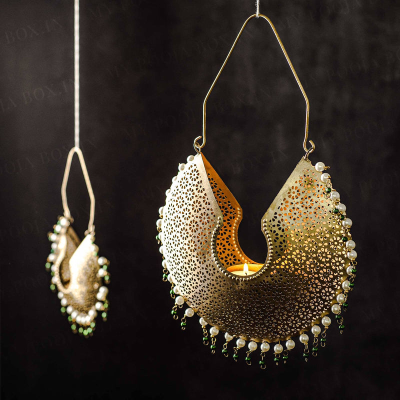 Traditional Chandbali Hanging T-light Holder Large