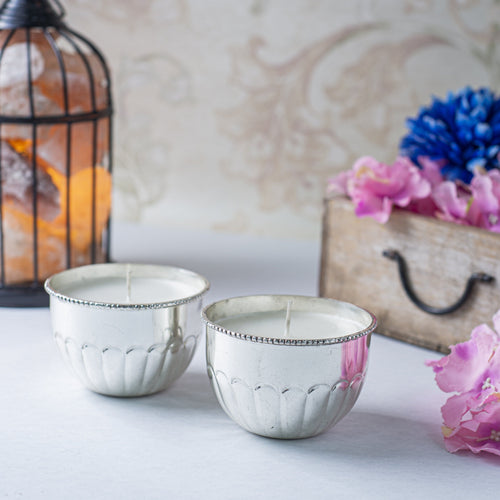 Silver Finished Candle Jar (Set of 2)