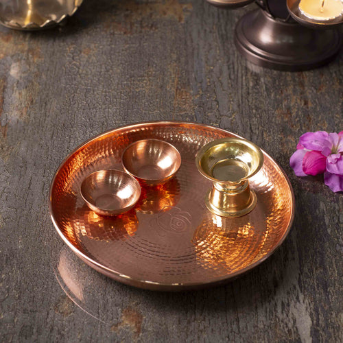Divinity Pooja Thali Set - Rose Gold