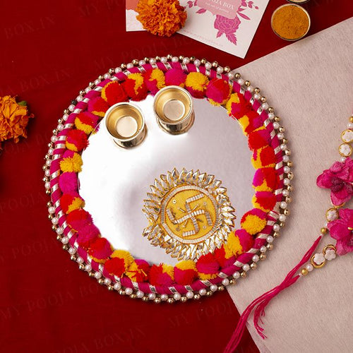 Swastik Pompom Roli Akshat Thali