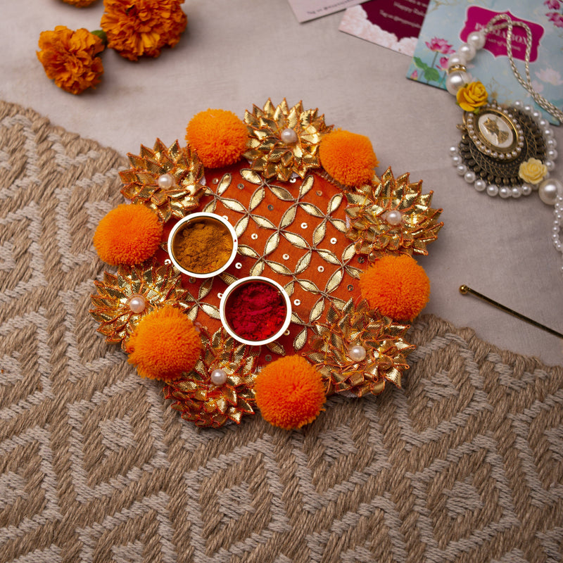 Pom-pom Gota Roli Akshat Tika Thali