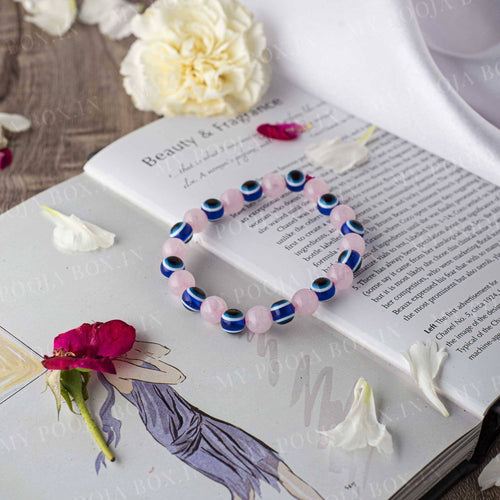Rose Quartz & Turkish Evil Eye Bracelet
