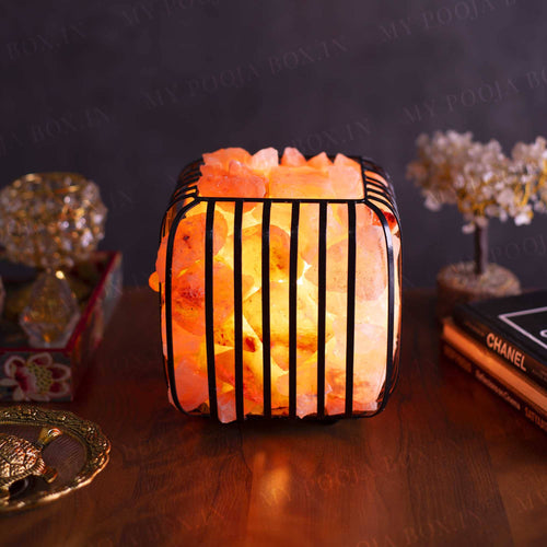 Square Iron Basket Himalayan Salt Lamp