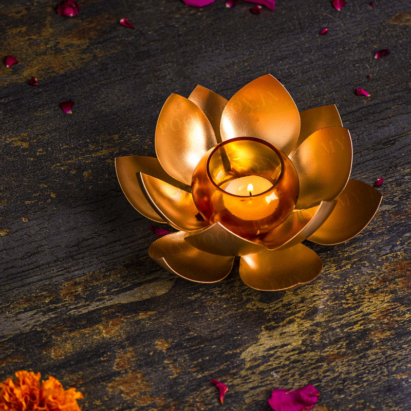Handcrafted Lotus T-Light Candle Holder
