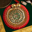 Rajwada Gota Patti Red Pooja Thali 6"