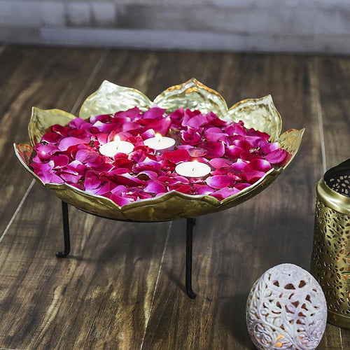 Golden Leafy Urli Stand (Set of 3)