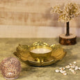 Alluring Golden Leafy Candle Showpiece Holder