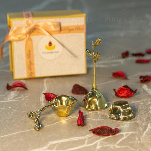 Aurum Floral Pooja Set Of 3 Items