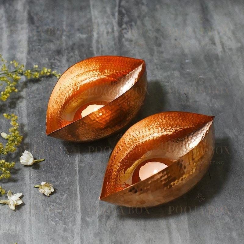 Copper Ebi Pod Tlight Large set of 2