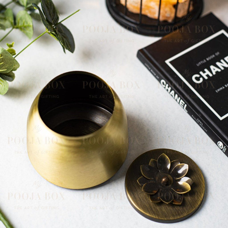 Dazzling Handcrafted Brass Container/Jar for Pooja