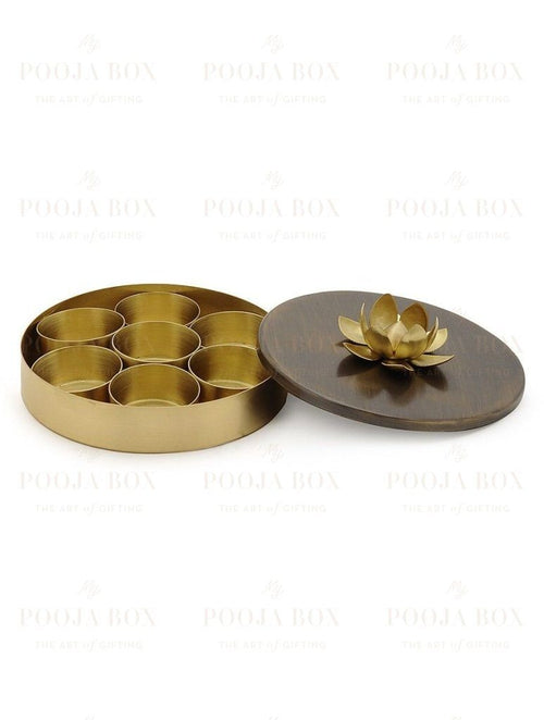 Elite Handcrafted Brass Pooja Lotus Samagridaan Items