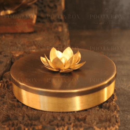 Elite Handcrafted Brass Pooja Lotus Samagridaan Items