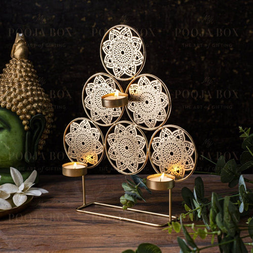 Handcrafted Trikona T-Light Holder Home Decor
