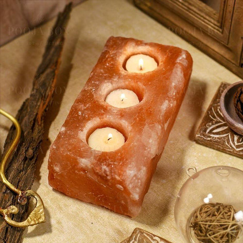 Himalayan Pink Salt Brick T-Light Glow Lamp Salt Lamp