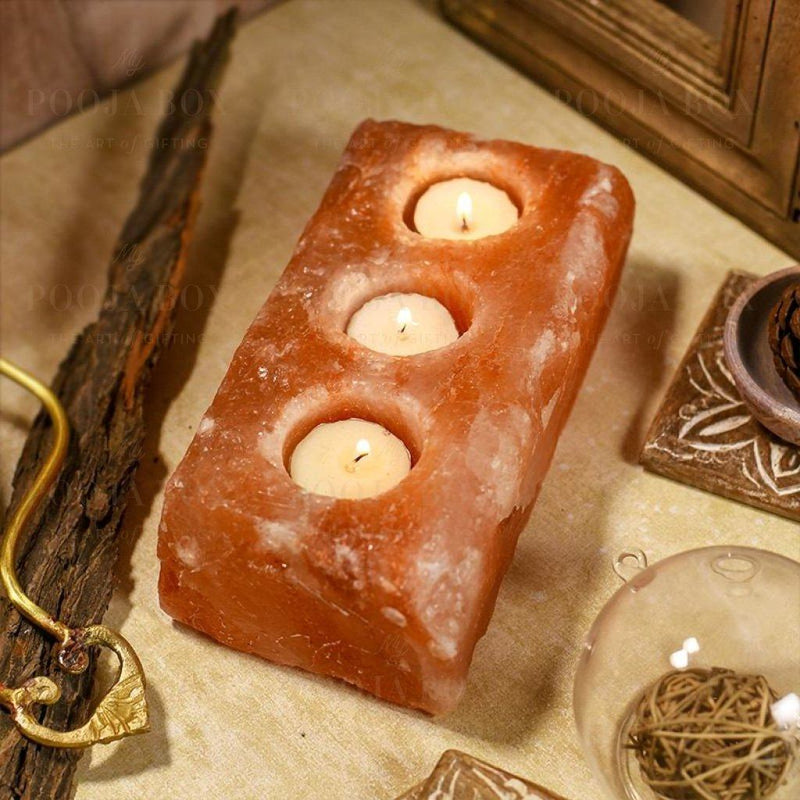 Himalayan Pink Salt Brick T-light Glow Lamp