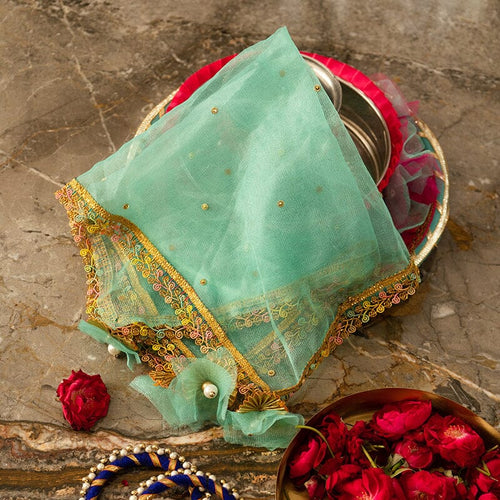 Prismatic Mint Green Thali Cover