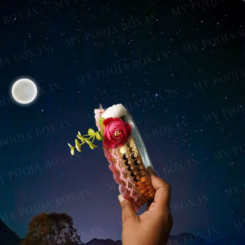 Pink Roses Flower Karwa Chauth Thali Set