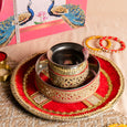 Red Mirrored Karwa Chauth Thali Set