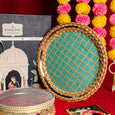 Lush Blue & Gold Karwa Chauth Thali Set