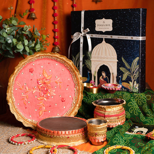 Magnificient Magnolia Flora Karwa Chauth Thali Set