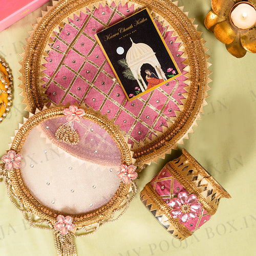 Pretty Pink Karwa Chauth Thali Set