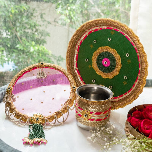 Roshni Green Karwa Chauth Thali Set