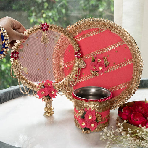 Peachy Bridal Karwa Chauth Thali Set