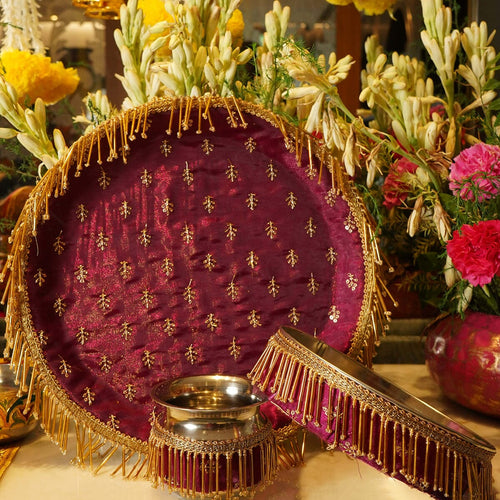 Purple Tassles Karwa Chauth Thali Set