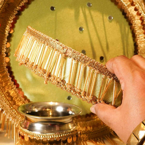 Green Tassles Mirror Karwa Chauth Thali Set