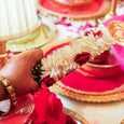 White & Red Flower Seive for Karwa Chauth