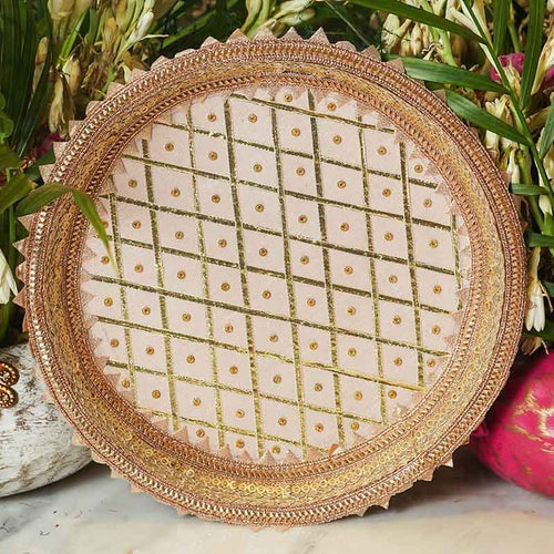 Pretty Peach Karwa Chauth Thali Set