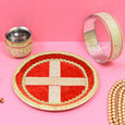 Red Mirrored Karwa Chauth Thali Set