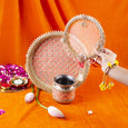 Pretty Peach Karwa Chauth Thali Set